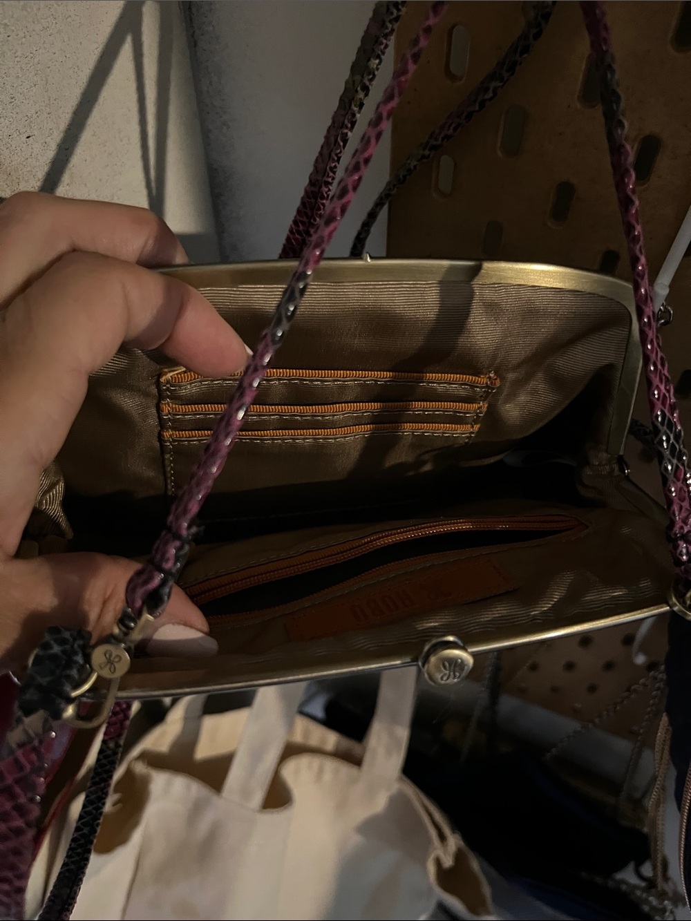 HOBO Multicolor Snake-Print Frame Clutch with Gold Trim - Picture 4 of 6